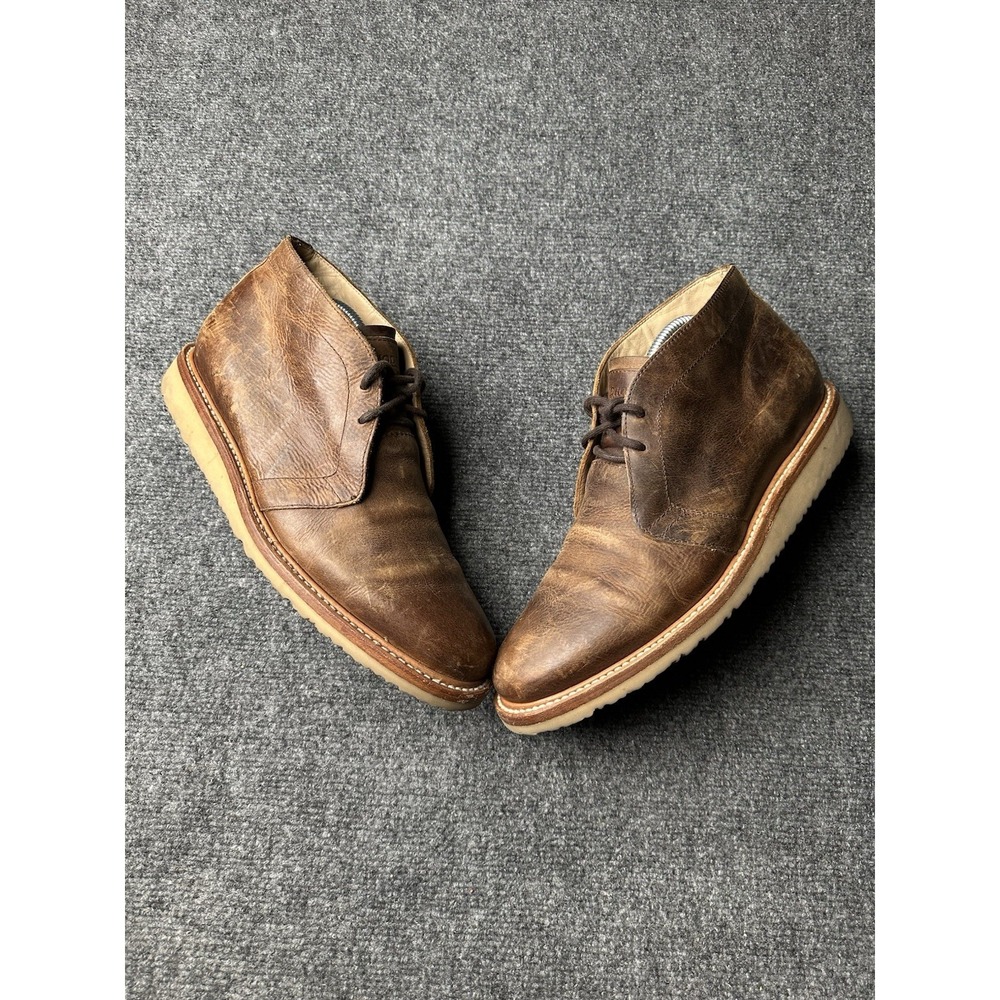 Mens Boots Rhodes Leather Brown Chukka Casual Lace Up, Size US 9 M